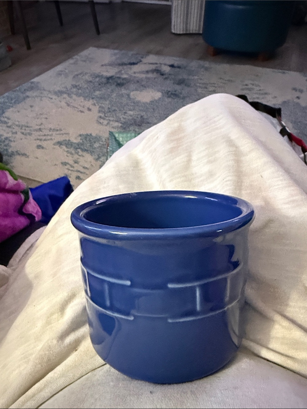Longaberger small Blue Ceramic Crock Utensil Holder